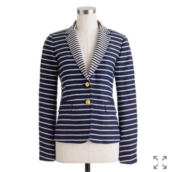 J. Crew Jackets & Blazers - J. Crew Schoolboy Blazer Nautical Mixed Stripe Button Down Anchor size 4 39921